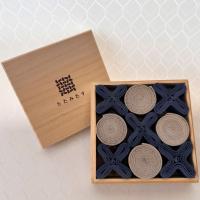 畳の積み木「LIFE×DESIGNアワード」グランプリ受賞記念限定カラー　灰桜色×藍色　桐箱入り　9ピース